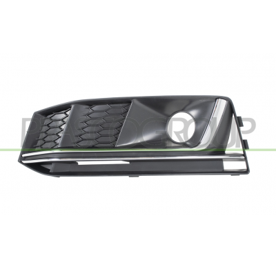 REJILLA IZQUIERDA PARAGOLPES-NEGRA-CON AGUJEROS ANTINIEBLA-CON MOLDURA CROMADA (MOD.S-LINE)