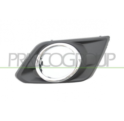 REJILLA DERECHA PARAGOLPES-NEGRA-CON AGUJERO ANTINIEBLA-CON MARCO CROMADO