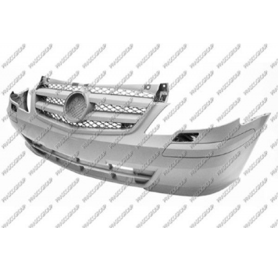 Paragolpes Delantero-Negro/Granulado-Con Rejilla-Con Agujeros Lavafaros