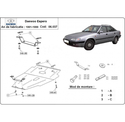 Cubre carter de Acero para Daewoo Espero Año: 1991 - 1999 Grosor: "2"mm Todas las motorizaciones