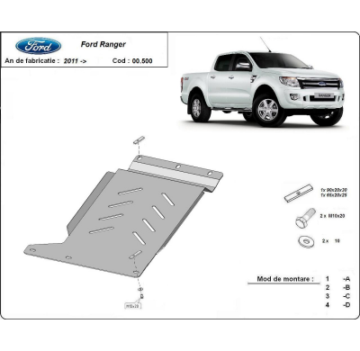 Protección Del Caja De Cambios Ford Ranger 2011-2018 Acero 3mm