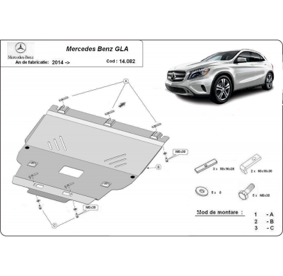 Cubre Carter Metalico Mercedes Gla X156 2014-2018 Acero 2mm