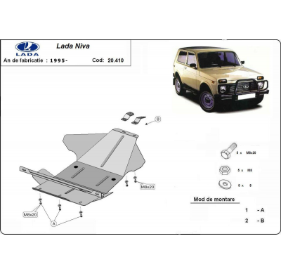 Cubre carter de Acero para Lada Niva Año: 1995 - 2020 Grosor: "2,5"mm Todas las motorizaciones