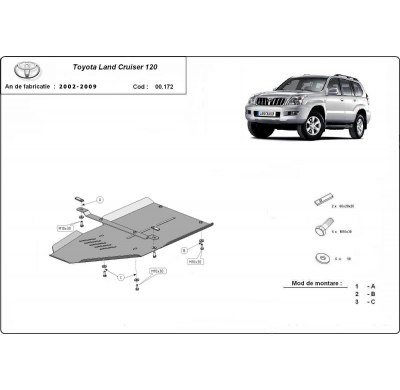Protección Del Caja De Cambios Toyota Land Cruiser 2002-2009 Acero 3mm