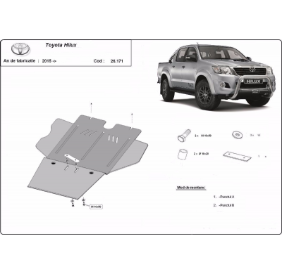 Protección Del Caja De Cambios Y Filtro De Partículas Toyota Hilux 2004-2015 Acero 3mm