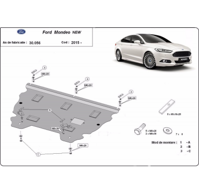 Cubre carter de Acero para Ford Mondeo 5 Año: 2012 - 2022 Grosor: "2"mm Todas las motorizaciones