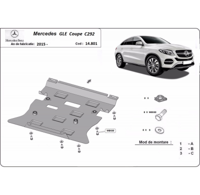Cubre Carter Metalico Mercedes Gle Coupe C292 2015-2018 Acero 2,5mm