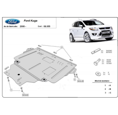 Cubre Carter Metalico Ford Kuga 2008-2012 Acero 2mm