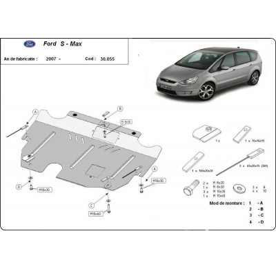 Cubre Carter Metalico Ford S - Max 2006-2015 Acero 2mm