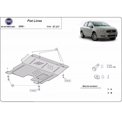 Cubre carter de Acero para Fiat Linea Año: 2007 - 2018 Grosor: "2"mm Todas las motorizaciones