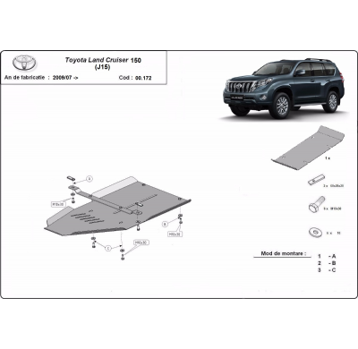 Protección Del Caja De Cambios Toyota Land Cruiser 150 2009-2018 Acero 3mm