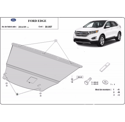Cubre Carter Metalico Ford Edge 2014-2018 Acero 2mm