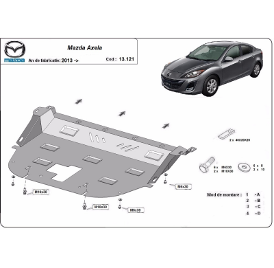Cubre Carter Metalico Mazda Axela 2013-2018 Acero 2mm