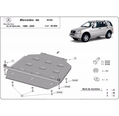 Protección Del Caja De Cambios Mercedes Ml W163 1998-2005 Acero 3mm