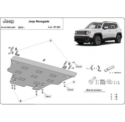 Cubre Carter Metalico Jeep Renegade 2014-2018 Acero 2mm