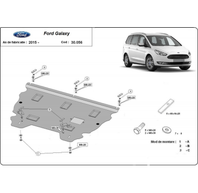 Cubre Carter Metalico Ford Galaxy 3 2015-2018 Acero 2mm