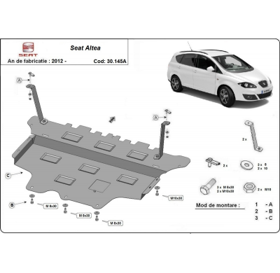 Cubre Carter Metalico Seat Altea - Caja De Cambios Automática  Año: 2012-2021