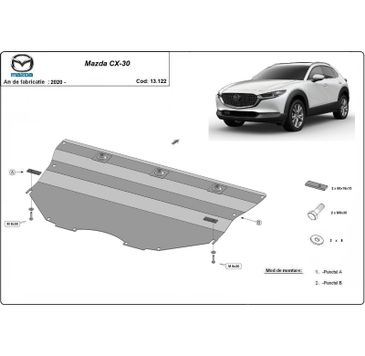 Cubre carter de Acero para Mazda CX-30 Año: 2019 - 2025 Grosor: "2"mm Todas las motorizaciones