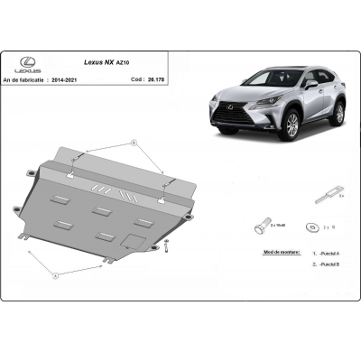 Cubre carter de Acero para Lexus NX AZ10 Año: 2014 - 2021 Grosor: "2"mm