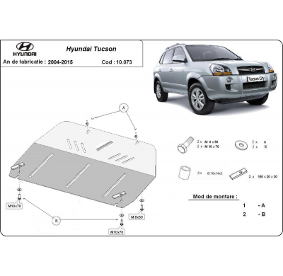 Cubre carter de Acero para Hyundai Tucson Año: 2004 - 2015 Grosor: "3"mm Todas las motorizaciones