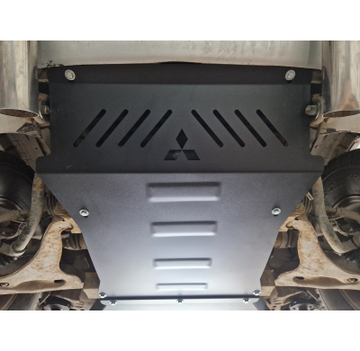 Cubre carter de Acero para el motor y el radiador del Mitsubishi Pajero 3 (V60, V70) Versión 2.0 Año: 1999 - 2007 Grosor: "3"mm