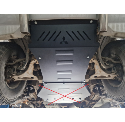 Cubre carter de Acero para el motor y el radiador del Mitsubishi Pajero 3 (V60, V70) Versión 2.0 Año: 1999 - 2007 Grosor: "3"mm