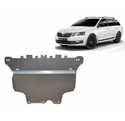 Cubre carter de Aluminio para el motor y caja de cambios del Skoda Octavia 3 Año: 2012 - 2020 Grosor: "3"mm Todas las motorizaci
