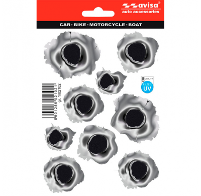 Adhesivo 9 Bulletholes - Negro/Metal - 10x17cm