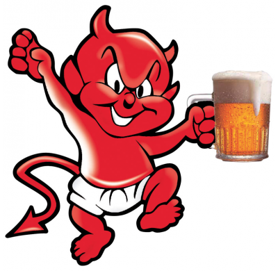 Adhesivo Diablo Con Cerveza - 10,5x10,5cm