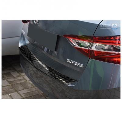 Protector paragolpes trasero acero inox negro Skoda Superb III Combi 2015- 'Ribs'