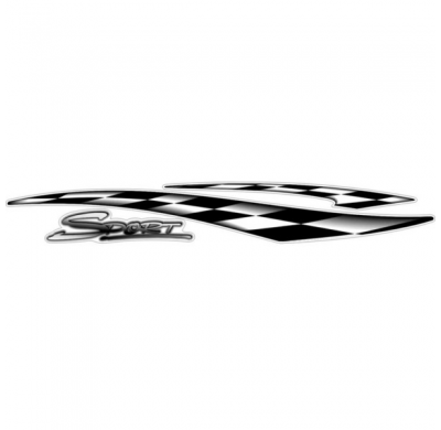 AutoTattoo Adhesivo Deportivo 3D Cromado - 32 x 4 cm, 19 x 2 cm, 11 x 2,5 cm