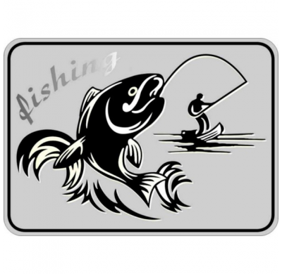 AutoTattoo Pegatina Pescador 3D Cromo - 8,3 x 6 cm