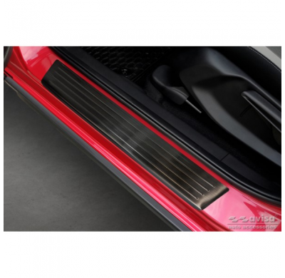 Protectores de umbrales de puertas Black Inox aptos para Honda Jazz Crosstar 2020- 'Lines' - 4 piezas