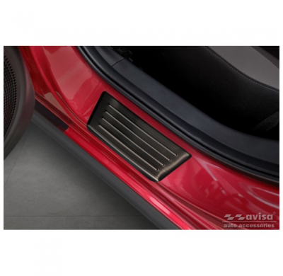 Protectores de umbrales de puertas Black Inox aptos para Honda Jazz Crosstar 2020- 'Lines' - 4 piezas