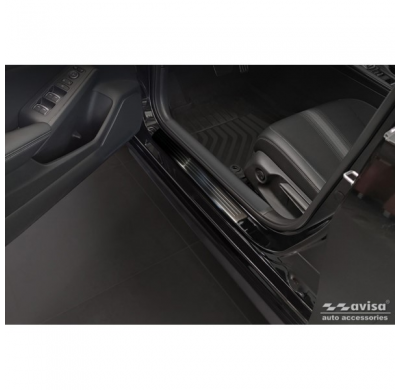 Protectores de umbral de puerta en acero inoxidable negro aptos para Honda Civic XI 2022- 'Lines' - 4 piezas