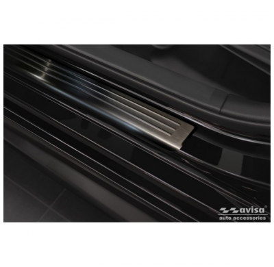 Protectores de umbral de puerta en acero inoxidable negro aptos para Honda Civic XI 2022- 'Lines' - 4 piezas