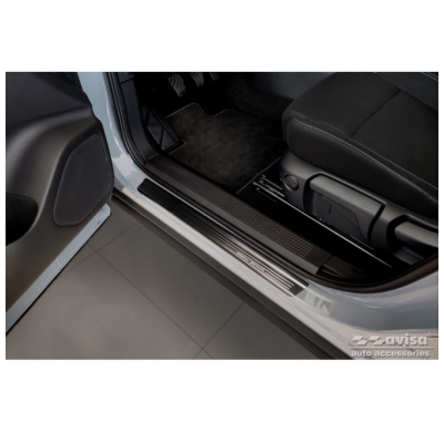 Protectores de umbral de puerta de acero inoxidable negro valido para Nissan Qashqai III 2021 - 'Edición especial' - 4 piezas