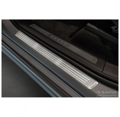 Protectores de umbral de puerta Inox adecuados para Volvo XC90 II 2015- - 'Lines' - 4 piezas