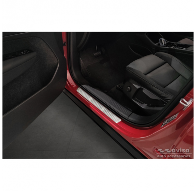 Protectores de umbral de puerta de acero inoxidable para Volvo XC40 2018- - 'Lines' - 4 piezas AVISA