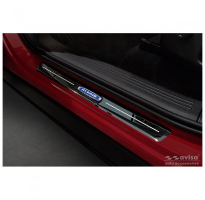 Protectores de umbral de puerta Mirror Black Inox aptos para Volvo XC40 2018- 'Hybrid' - 4 piezas AVISA