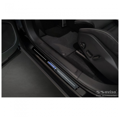 Protectores de umbral de puerta en negro espejo adecuados para Volvo XC60 II 2017-2021 y Facelift 2021- - 'Hybrid' - 4 piezas