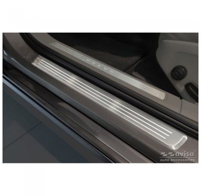 Protectores De Umbral De Puerta De Acero Inoxidable Adecuados Para Volvo V90 Y V90 Cross Country 2016- - 'Lines' - 4 Piezas