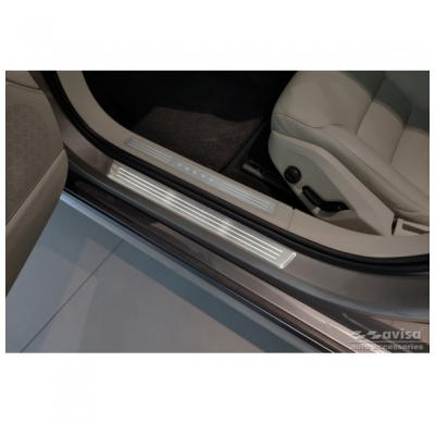 Protectores De Umbral De Puerta De Acero Inoxidable Adecuados Para Volvo V90 Y V90 Cross Country 2016- - 'Lines' - 4 Piezas