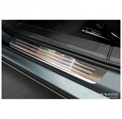 Protectores de umbral de puerta de acero inoxidable aptos para Volvo S60 III y V60 II 2018- - 'Lines' - 4 piezas