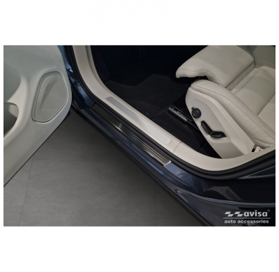Protectores de umbral de puerta negros Inox adecuados para Volvo XC60 II 2017-2021 y FL 2021- incl. R-Design- - 'Líneas' - 4 pie