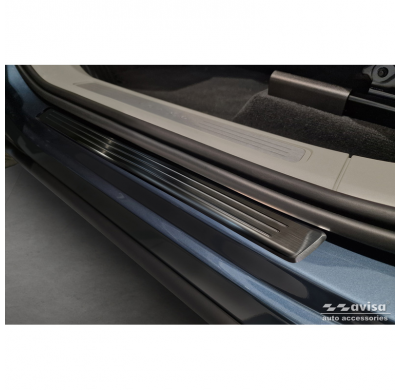 Protectores de umbral de puerta negros Inox adecuados para Volvo XC60 II 2017-2021 y FL 2021- incl. R-Design- - 'Líneas' - 4 pie