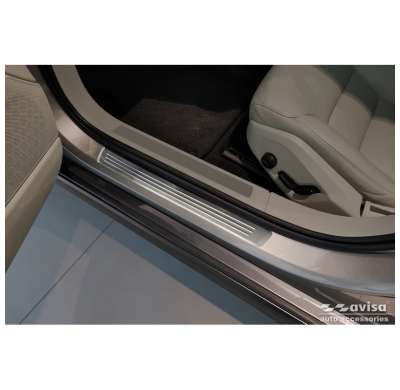 Protectores de umbral de puerta de acero inoxidable aptos para Volvo V90 y V90 Cross Country 2016- - 'Lines' - 4 piezas