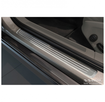 Protectores de umbral de puerta de acero inoxidable aptos para Volvo V90 y V90 Cross Country 2016- - 'Lines' - 4 piezas