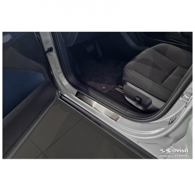 Protectores de umbral de puerta de acero inoxidable adecuados para Volvo EX30 2023- - 'Lines' - 4 piezas