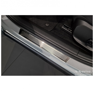 Protectores de umbral de puerta de acero inoxidable adecuados para Volvo EX30 2023- - 'Lines' - 4 piezas